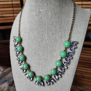 J. Crew Faux Jade Cabachons Teardrop Purple Lilac Crystal Stones Necklace EUC